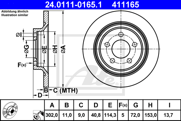 Disc frana 24.0111-0165.1 ATE