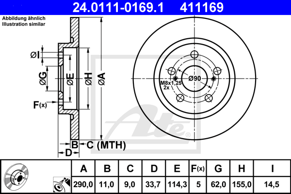 Disc frana 24.0111-0169.1 ATE