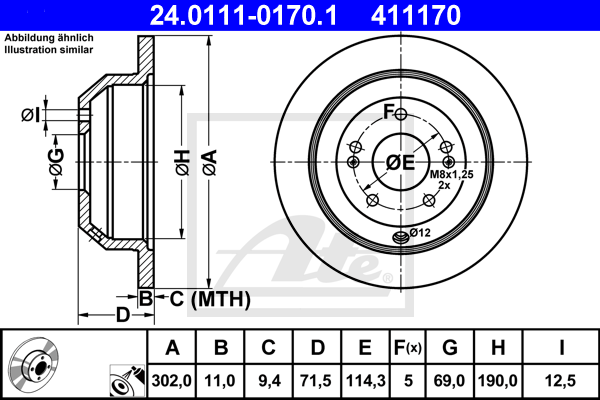 Disc frana 24.0111-0170.1 ATE