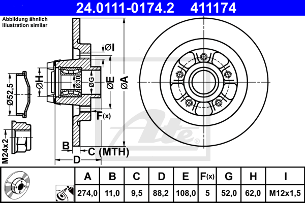 Disc frana 24.0111-0174.2 ATE