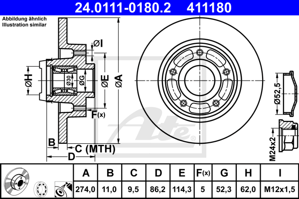 Disc frana 24.0111-0180.2 ATE