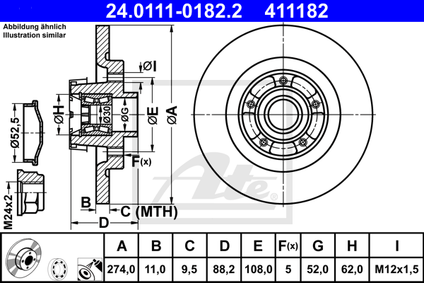 Disc frana 24.0111-0182.2 ATE