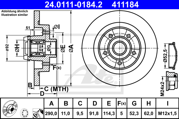 Disc frana 24.0111-0184.2 ATE