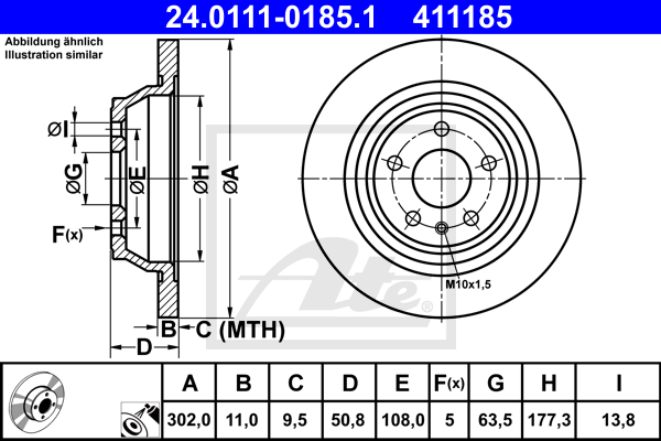 Disc frana 24.0111-0185.1 ATE