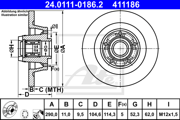 Disc frana 24.0111-0186.2 ATE