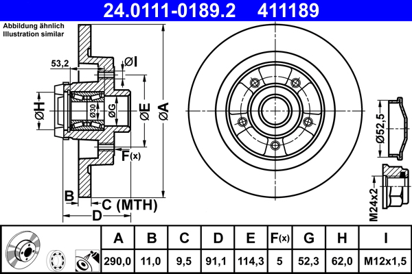 Disc frana 24.0111-0189.2 ATE