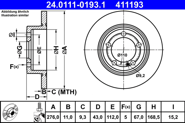 Disc frana 24.0111-0193.1 ATE