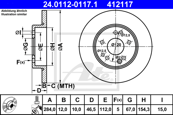 Disc frana 24.0112-0117.1 ATE