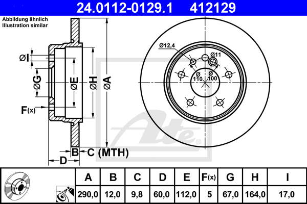 Disc frana 24.0112-0129.1 ATE