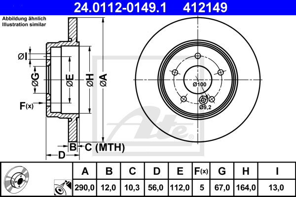 Disc frana 24.0112-0149.1 ATE