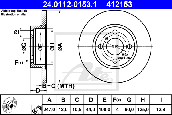 Disc frana 24.0112-0153.1 ATE