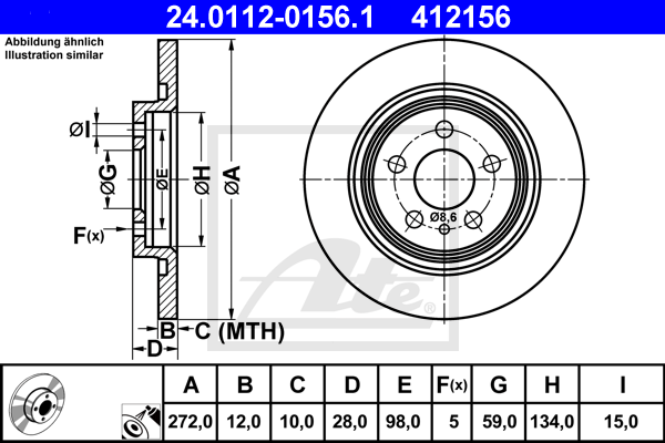 Disc frana 24.0112-0156.1 ATE