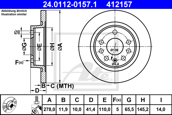 Disc frana 24.0112-0157.1 ATE