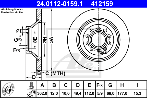 Disc frana 24.0112-0159.1 ATE