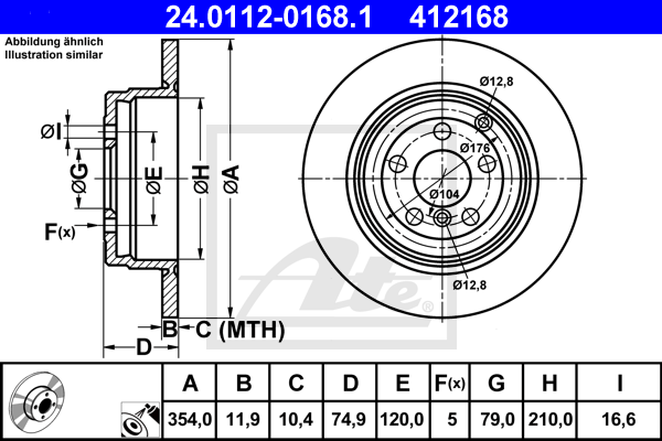 Disc frana 24.0112-0168.1 ATE