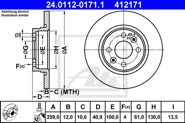 Disc frana 24.0112-0171.1 ATE