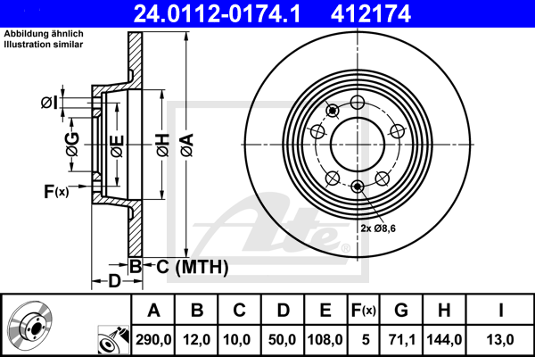 Disc frana 24.0112-0174.1 ATE