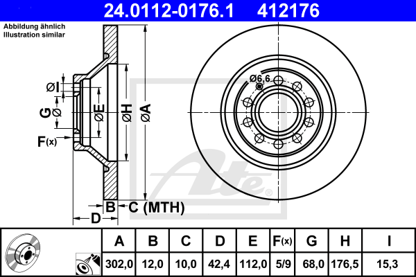 Disc frana 24.0112-0176.1 ATE