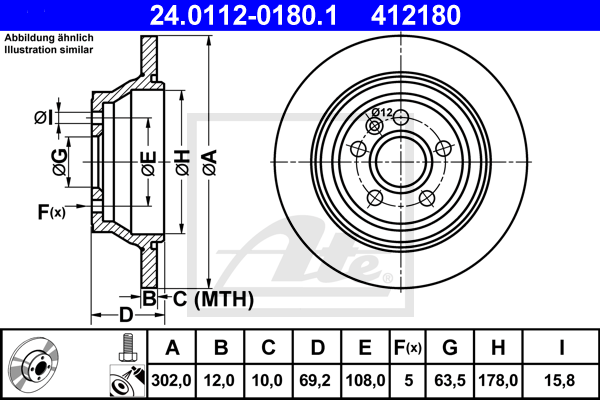 Disc frana 24.0112-0180.1 ATE