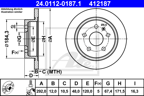 Disc frana 24.0112-0187.1 ATE