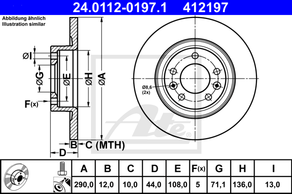 Disc frana 24.0112-0197.1 ATE