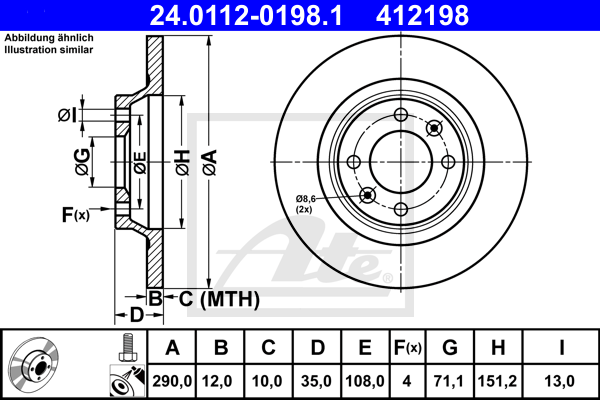 Disc frana 24.0112-0198.1 ATE