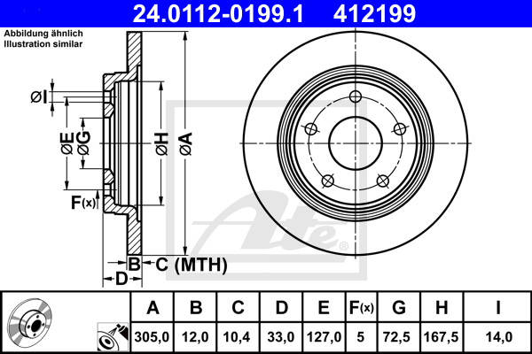 Disc frana 24.0112-0199.1 ATE