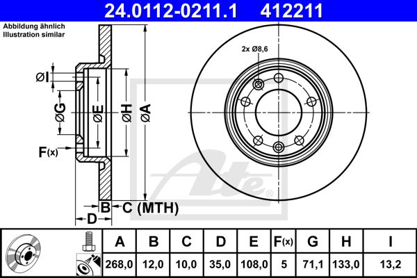 Disc frana 24.0112-0211.1 ATE