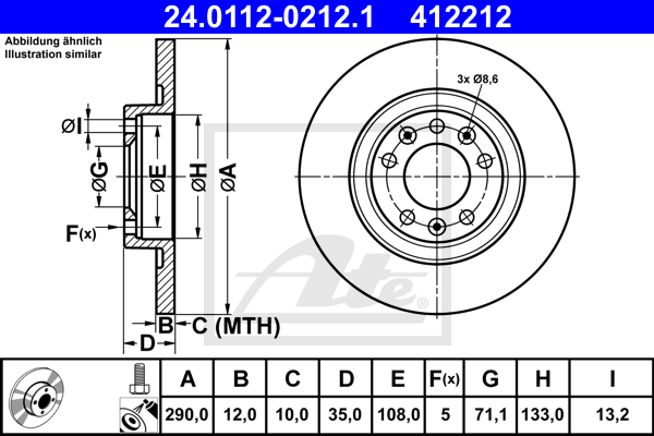 Disc frana 24.0112-0212.1 ATE