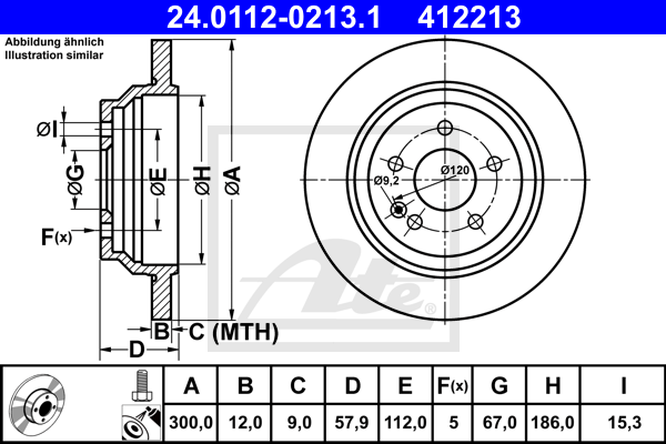 Disc frana 24.0112-0213.1 ATE