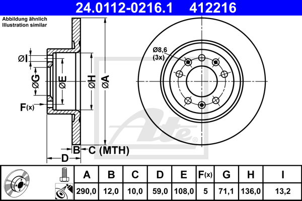 Disc frana 24.0112-0216.1 ATE