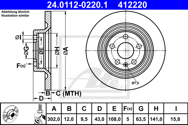 Disc frana 24.0112-0220.1 ATE