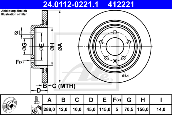 Disc frana 24.0112-0221.1 ATE