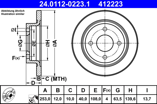 Disc frana 24.0112-0223.1 ATE