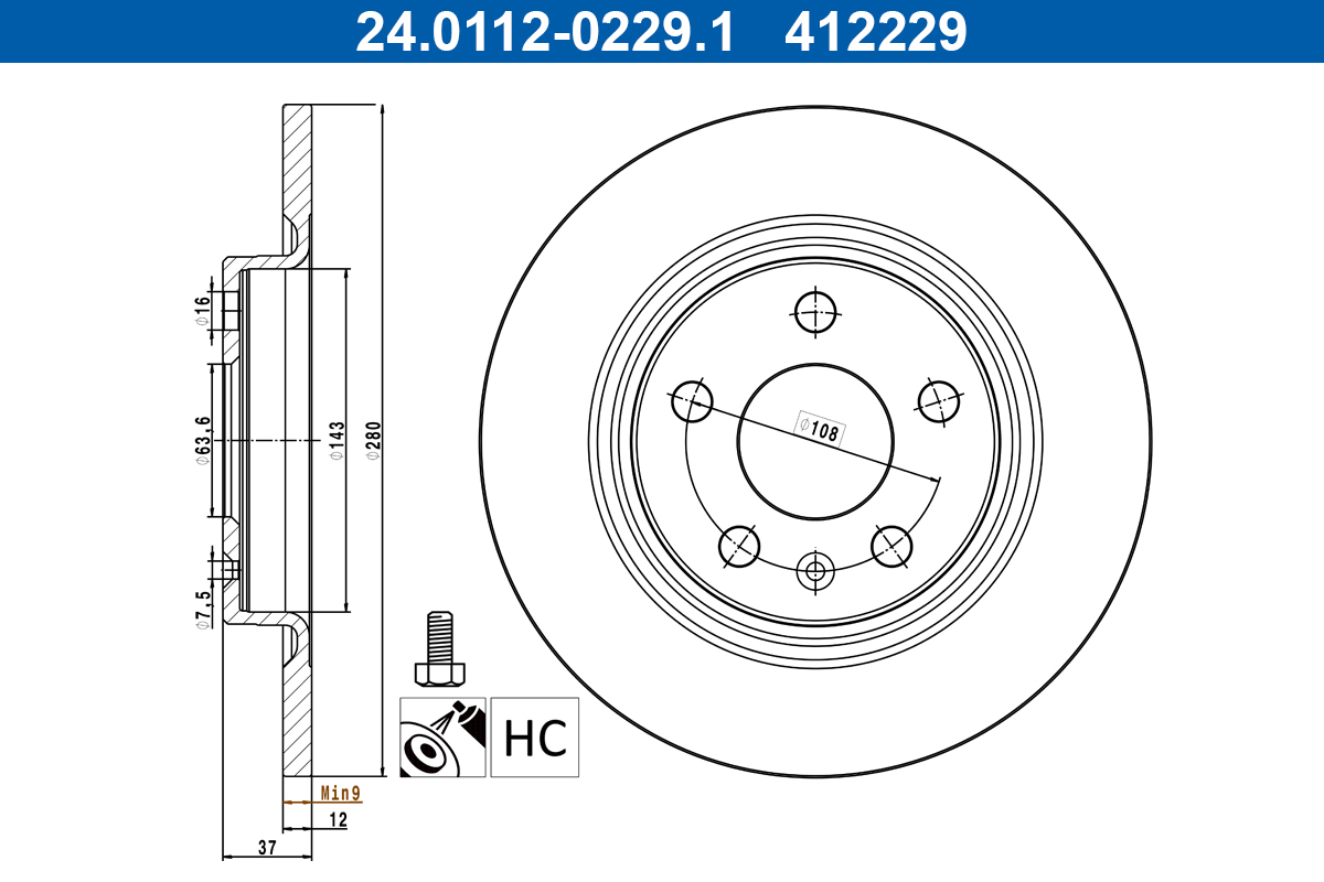 Disc frana 24.0112-0229.1 ATE