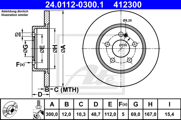 Disc frana 24.0112-0300.1 ATE