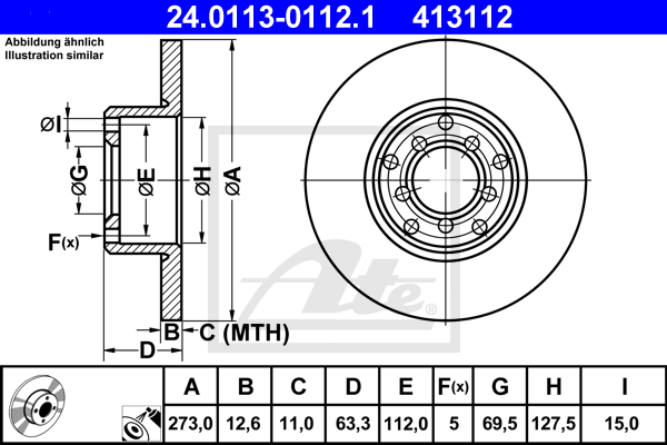 Disc frana 24.0113-0112.1 ATE