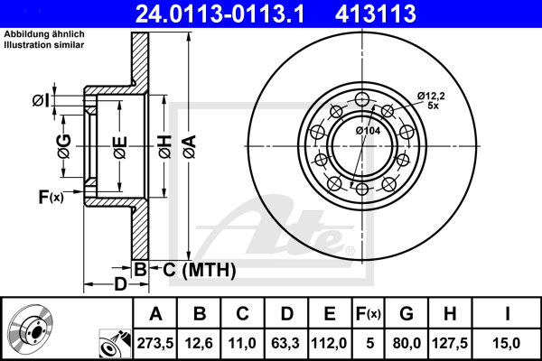 Disc frana 24.0113-0113.1 ATE