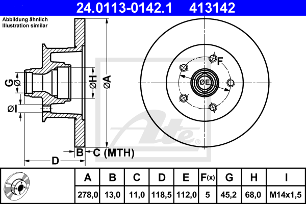 Disc frana 24.0113-0142.1 ATE