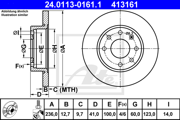 Disc frana 24.0113-0161.1 ATE