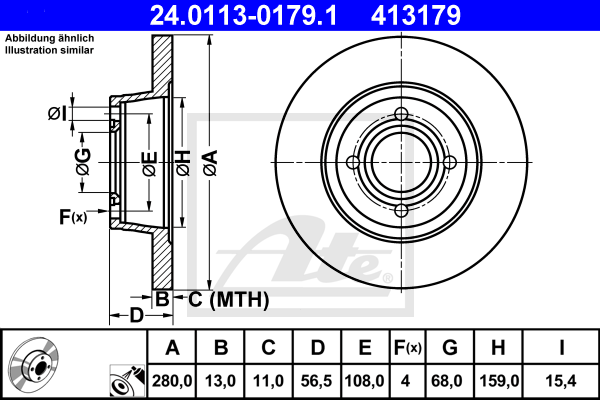 Disc frana 24.0113-0179.1 ATE