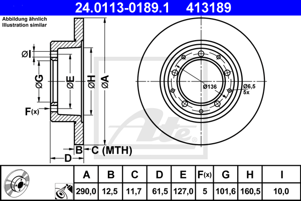 Disc frana 24.0113-0189.1 ATE