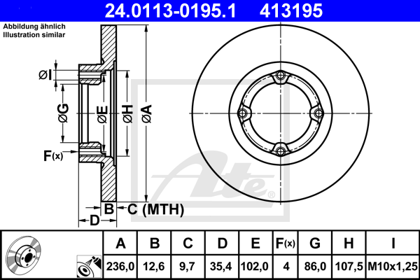 Disc frana 24.0113-0195.1 ATE