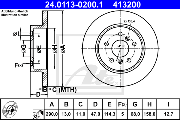 Disc frana 24.0113-0200.1 ATE