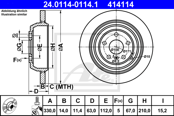 Disc frana 24.0114-0114.1 ATE