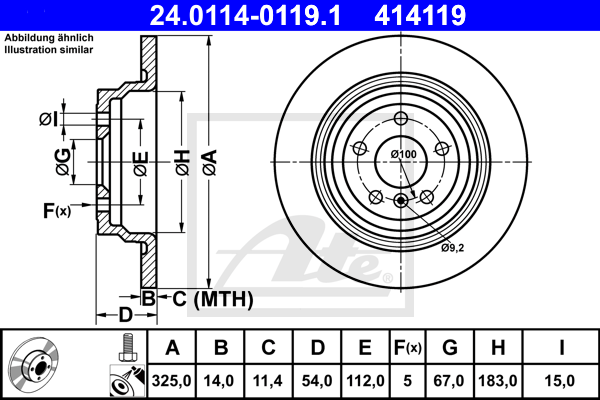 Disc frana 24.0114-0119.1 ATE