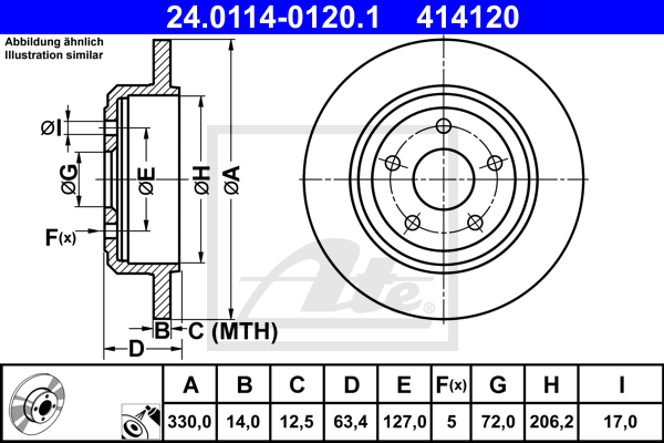 Disc frana 24.0114-0120.1 ATE