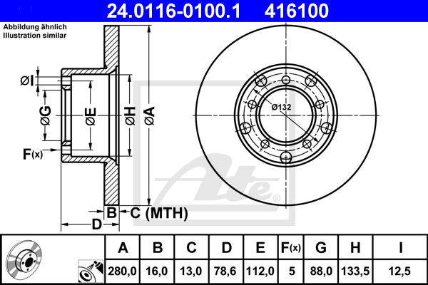 Disc frana 24.0116-0100.1 ATE