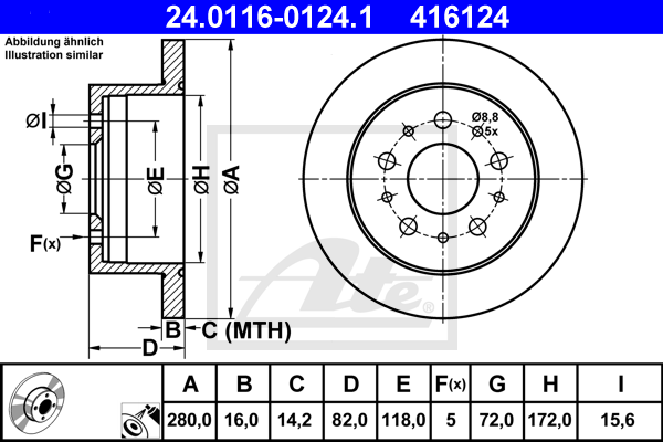 Disc frana 24.0116-0124.1 ATE