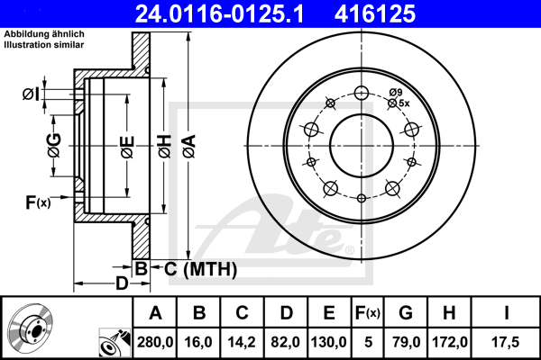 Disc frana 24.0116-0125.1 ATE